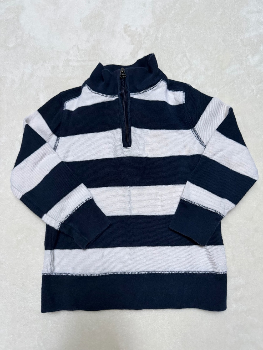 Old Navy Boy’s Size 3T Navy and White Striped Half-Zip Sweater
